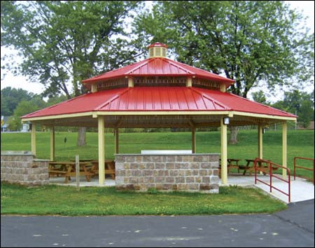 40' x 40' All Steel Santa Fe Octagon Pavilion w/Double Roof